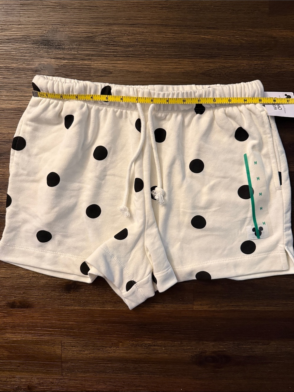 Disney White with Black Polka Dots Pull-On Drawstring Shorts Medium NWT - Picture 3 of 10